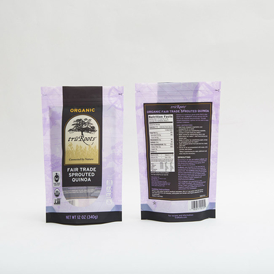 Bolsa Ziplock de la cremallera de la situación de la cremallera del bolso del acondicionamiento de los alimentos de 12OZ 340g para la quinoa brotada
