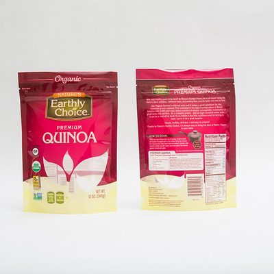 Soporte de la quinoa 12OZ encima del fotograbado de la bolsa que imprime el pequeño empaquetado de la bolsa plástica
