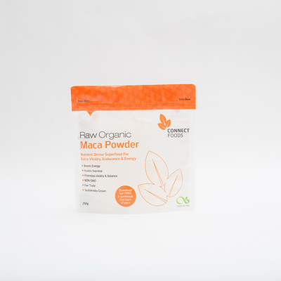 el acondicionamiento de los alimentos del polvo de 250g Maca empaqueta la cremallera de 120 MIC Stand Up Pouch With