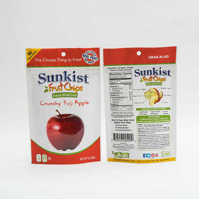 1OZ Apple seco Chips Stand Up Pouch Bag con el empaquetado de encargo del bolso de la cremallera de la cerradura de la cremallera