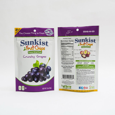 la fruta 1.2oz salta envase de plástico que se puede volver a sellar de la bolsa del bolso de la cremallera del soporte de VMPET para arriba