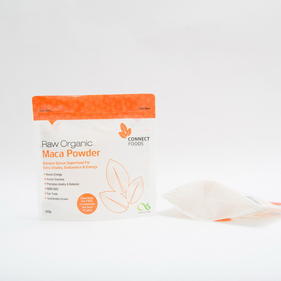 el acondicionamiento de los alimentos del polvo de 250g Maca empaqueta la cremallera de 120 MIC Stand Up Pouch With