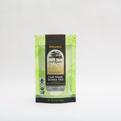 la bolsa de la cremallera de los bolsos 112micron del acondicionamiento de los alimentos del trío de la quinoa 12oz empaqueta para la comida