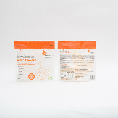el acondicionamiento de los alimentos del polvo de 250g Maca empaqueta la cremallera de 120 MIC Stand Up Pouch With