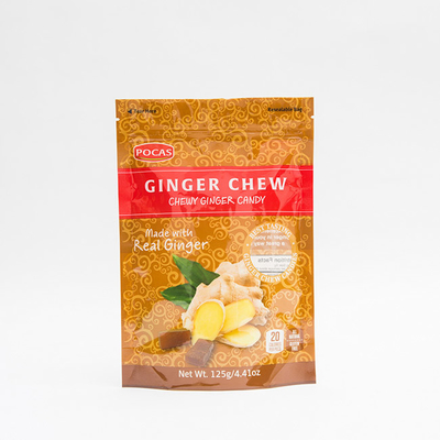 escudete de la parte inferior de Ginger Chew With Window And del bolso de la bolsa del caramelo de 125g PE80 PET12