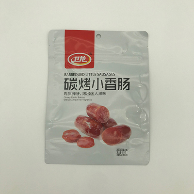 las bolsas plásticas de 180g AL7 para los bolsos del acondicionamiento de los alimentos carbonizan la salchicha asada a la parrilla con la cremallera